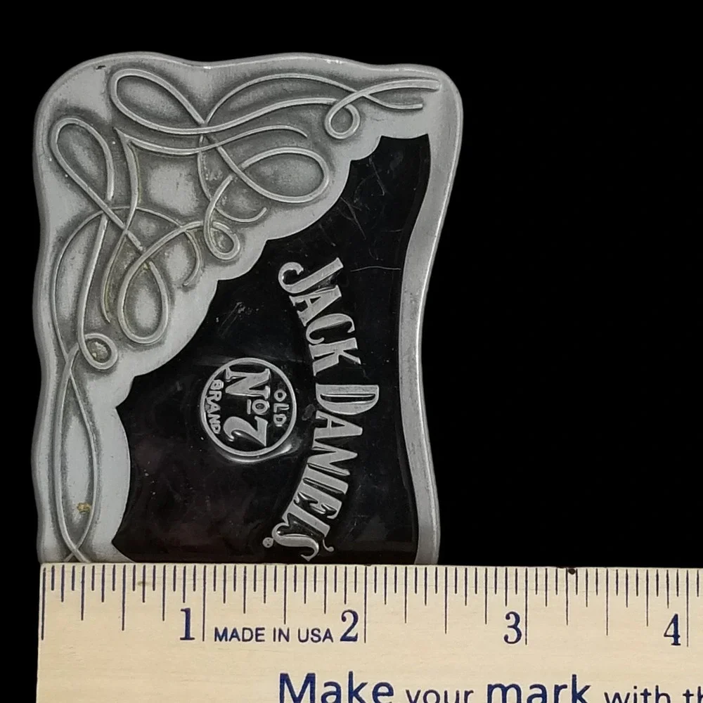Jack Daniels Old‎ No 7 Brand Western Belt Buckle Metal Silver Black USA Made